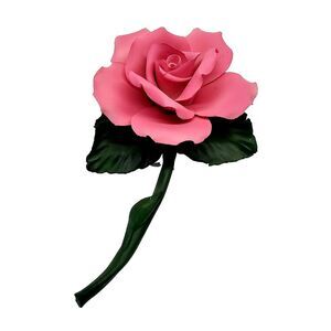 Fabar Porcelain Pink‎ Rose Flower On Stem Vintage Figurine Made in Italy Art